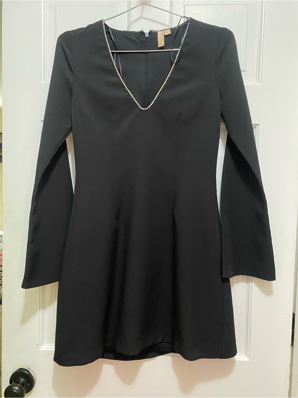 Classic Black Long-Sleeve A-Line Dress